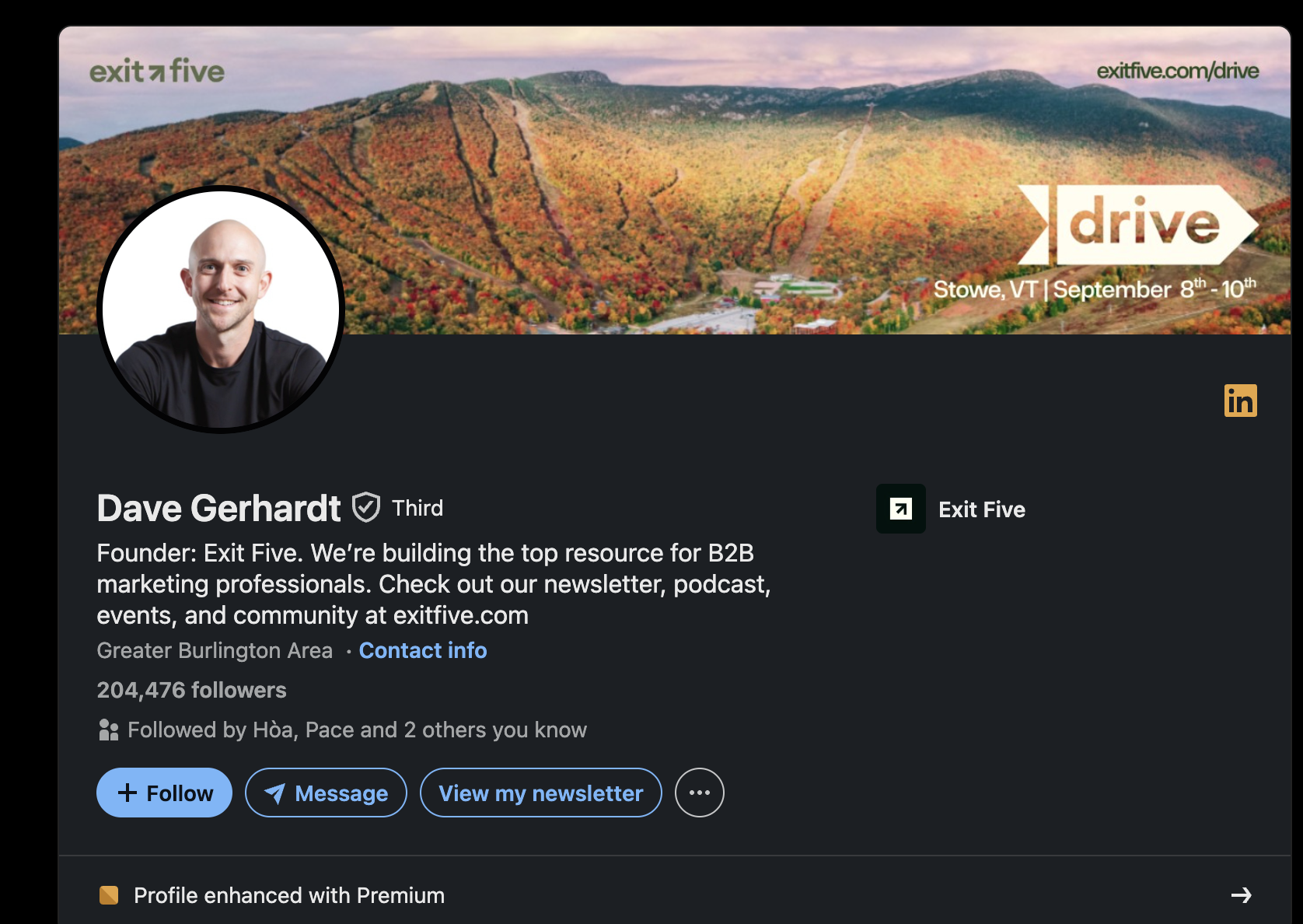 LinkedIn profile reference from Dave Gerhardt